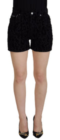 Dolce & Gabbana Schwarze Denim Baumwolle Stretch Hot Pants Shorts