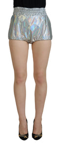 Dolce & Gabbana Silver Holographic High-Waisted Hot Pants Shorts