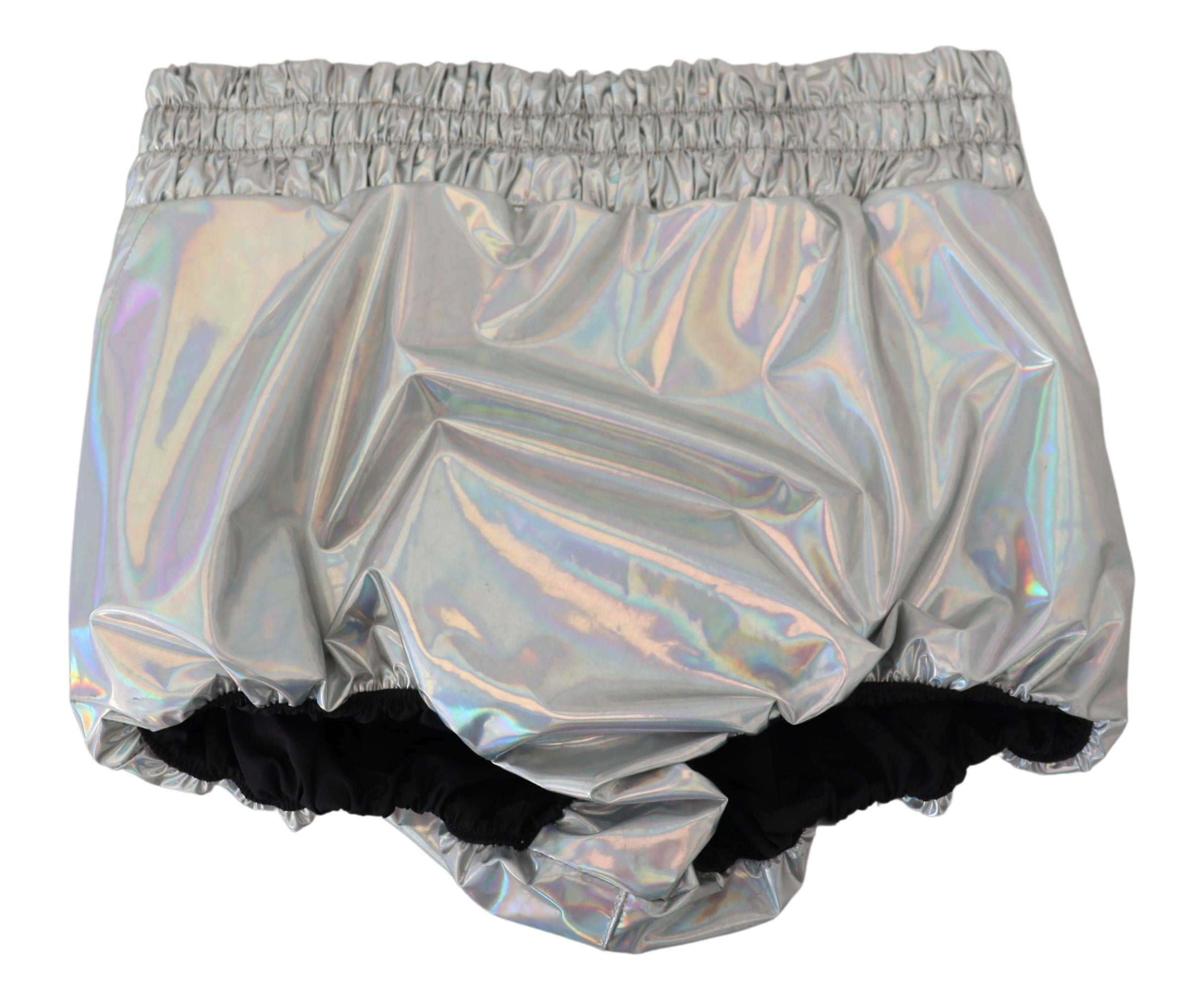 Dolce & Gabbana Silver Holographic High-Waisted Hot Pants Shorts