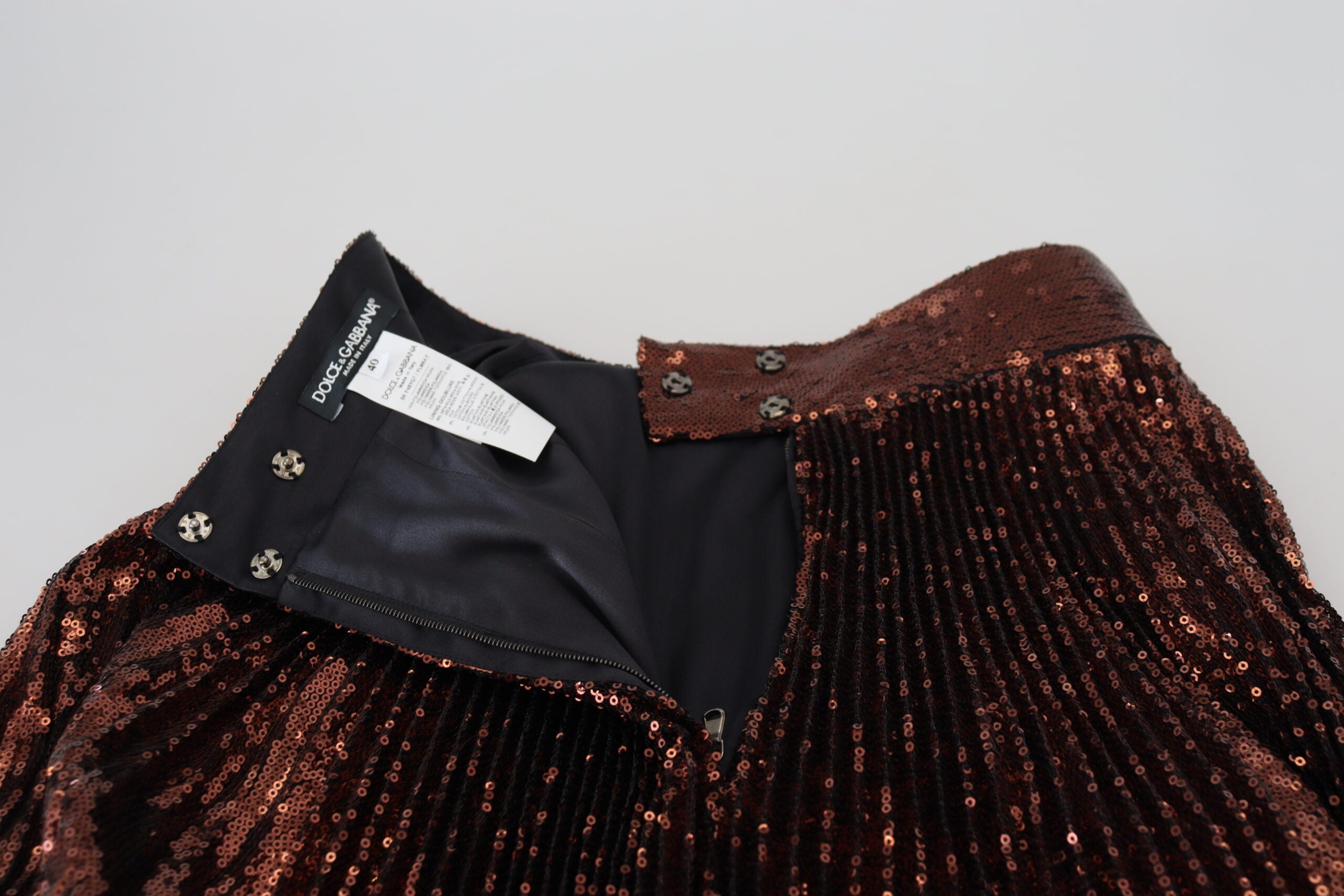 Dolce & Gabbana Bronze Sequin Embellished High-Waisted Maxi Skirt