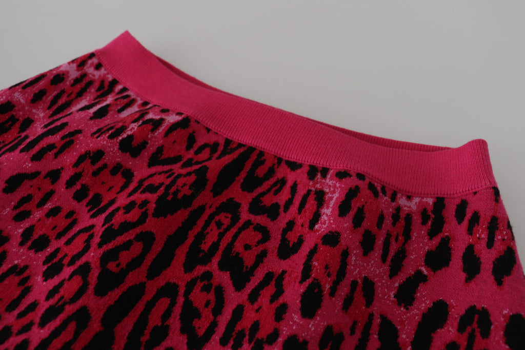 Dolce & Gabbana Rosa Leopard A-Linien-Minirock mit hoher Taille