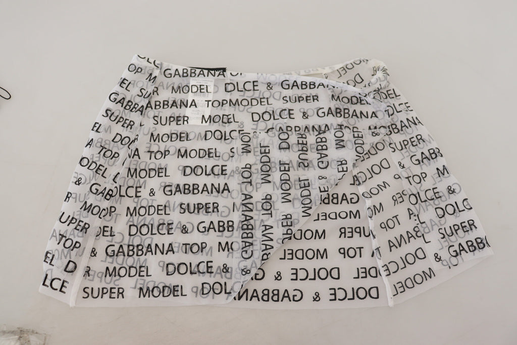 Dolce & Gabbana Weißer Logo-Minirock mit durchgehender A-Linie