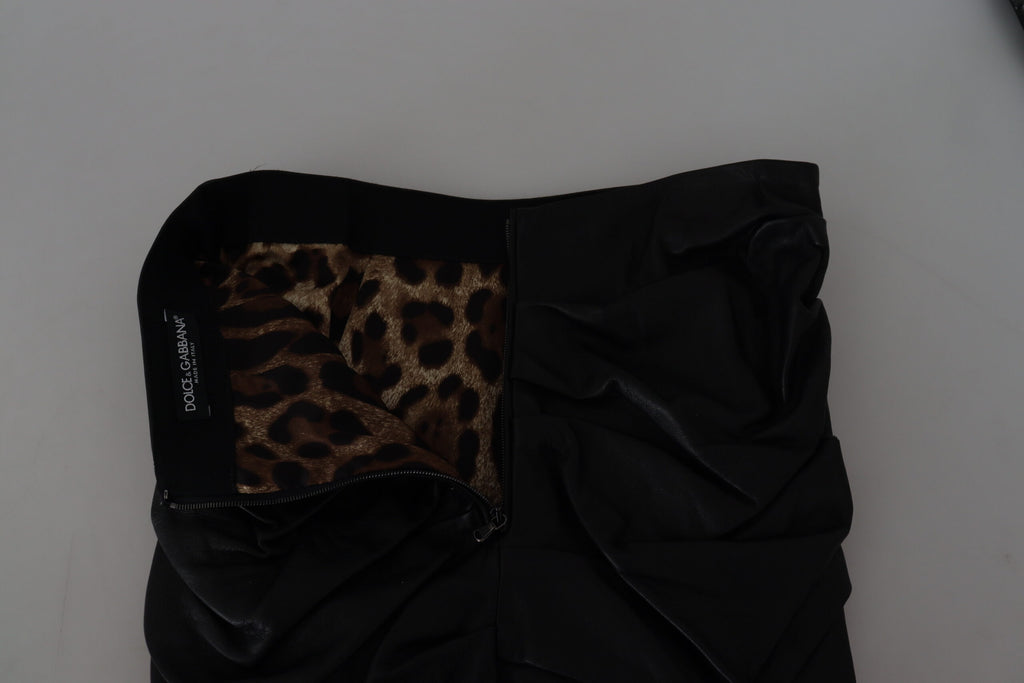 Dolce & Gabbana Black Lambskin A-Line Miniskirt