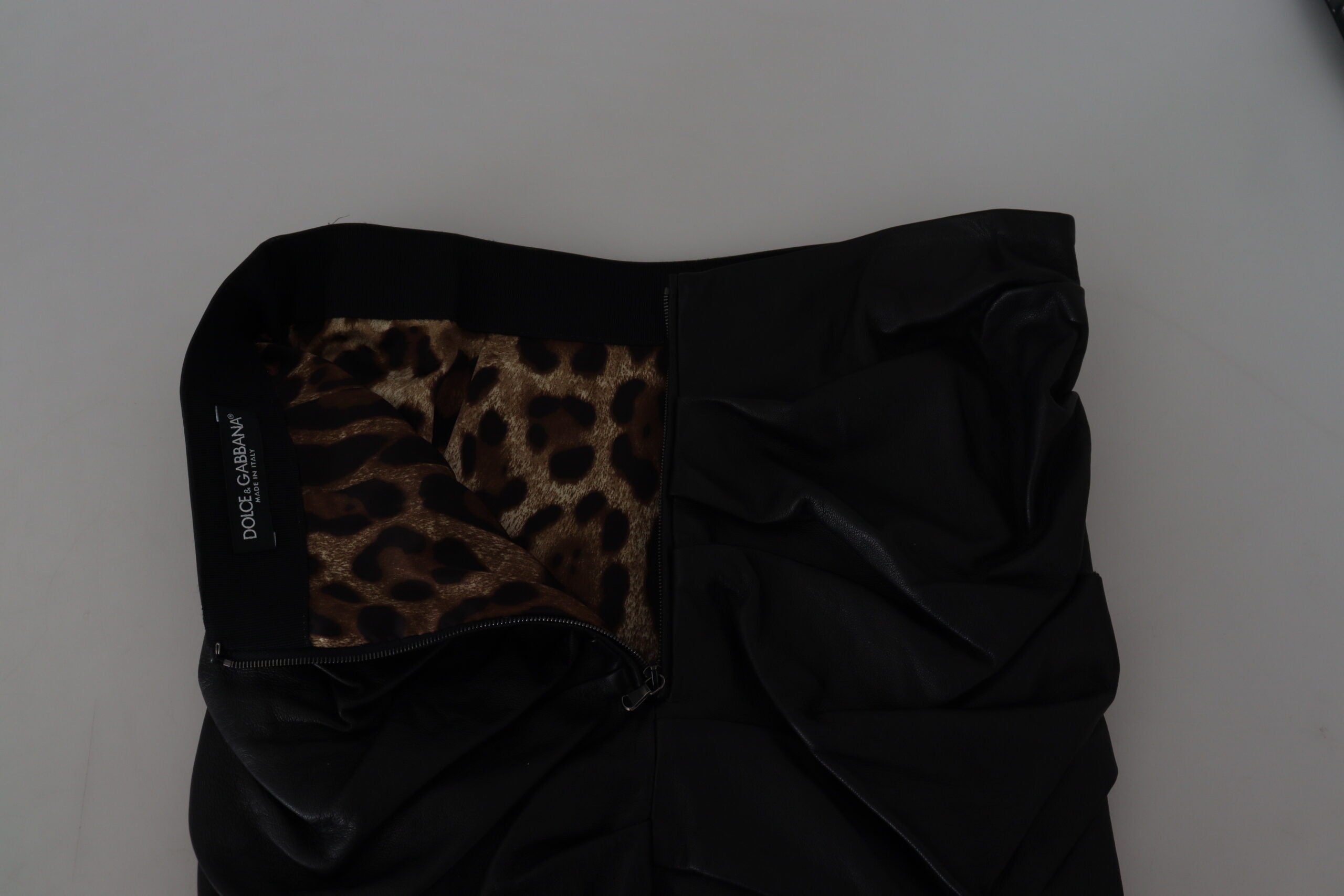 Dolce & Gabbana Black Lambskin A-Line Miniskirt