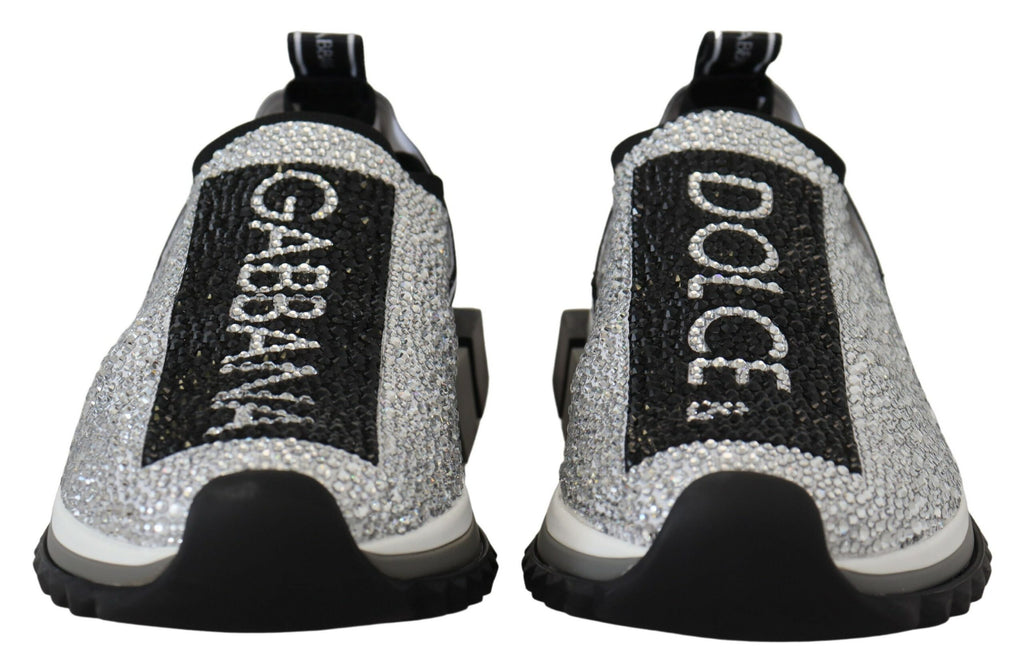 Dolce & Gabbana Silber Strass Sorrento Turnschuhe Schuhe