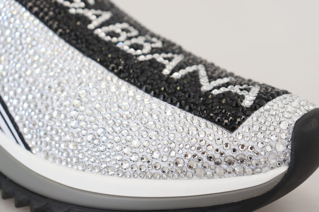 Dolce & Gabbana Silber Strass Sorrento Turnschuhe Schuhe