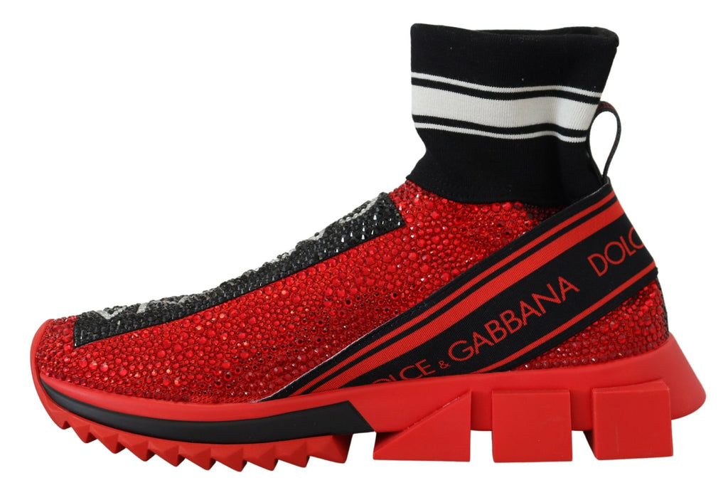 Dolce & Gabbana Rot Bling Sorrento Turnschuhe Socken Schuhe