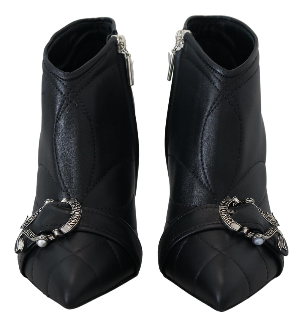 Dolce & Gabbana Schwarze Devotion Gesteppte Knöchelstiefel mit Schnalle Schuhe