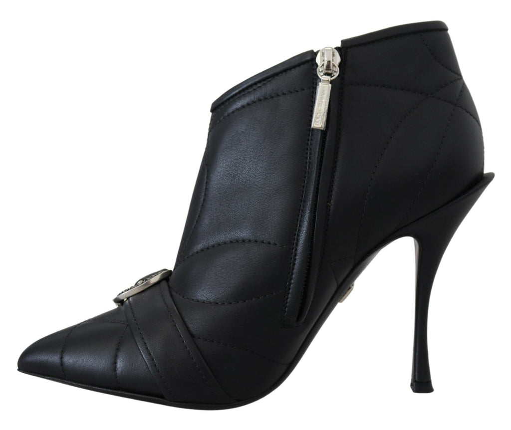 Dolce & Gabbana Schwarze Devotion Gesteppte Knöchelstiefel mit Schnalle Schuhe