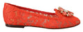 Dolce & Gabbana Rot Taormina Spitze Kristalle Ballett Flats Schuhe