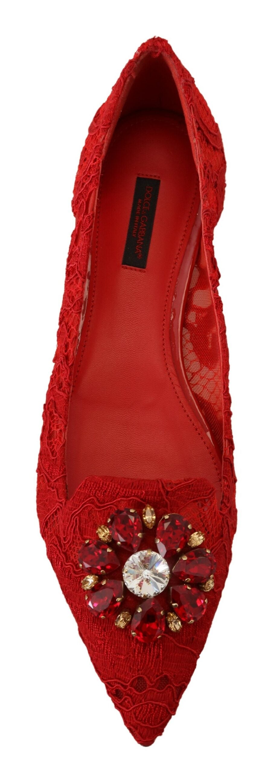 Dolce & Gabbana Red Taormina Crystal Loafers Flats Shoes