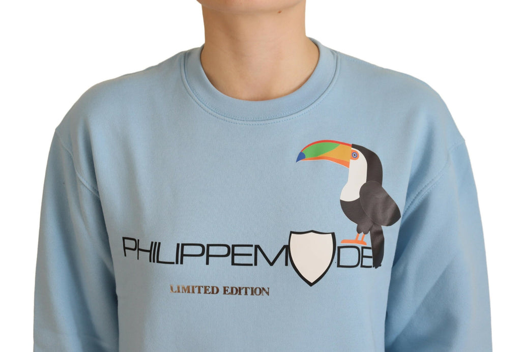 Philippe Model Light Blue Sweater with Logo Print and Long Sleeves