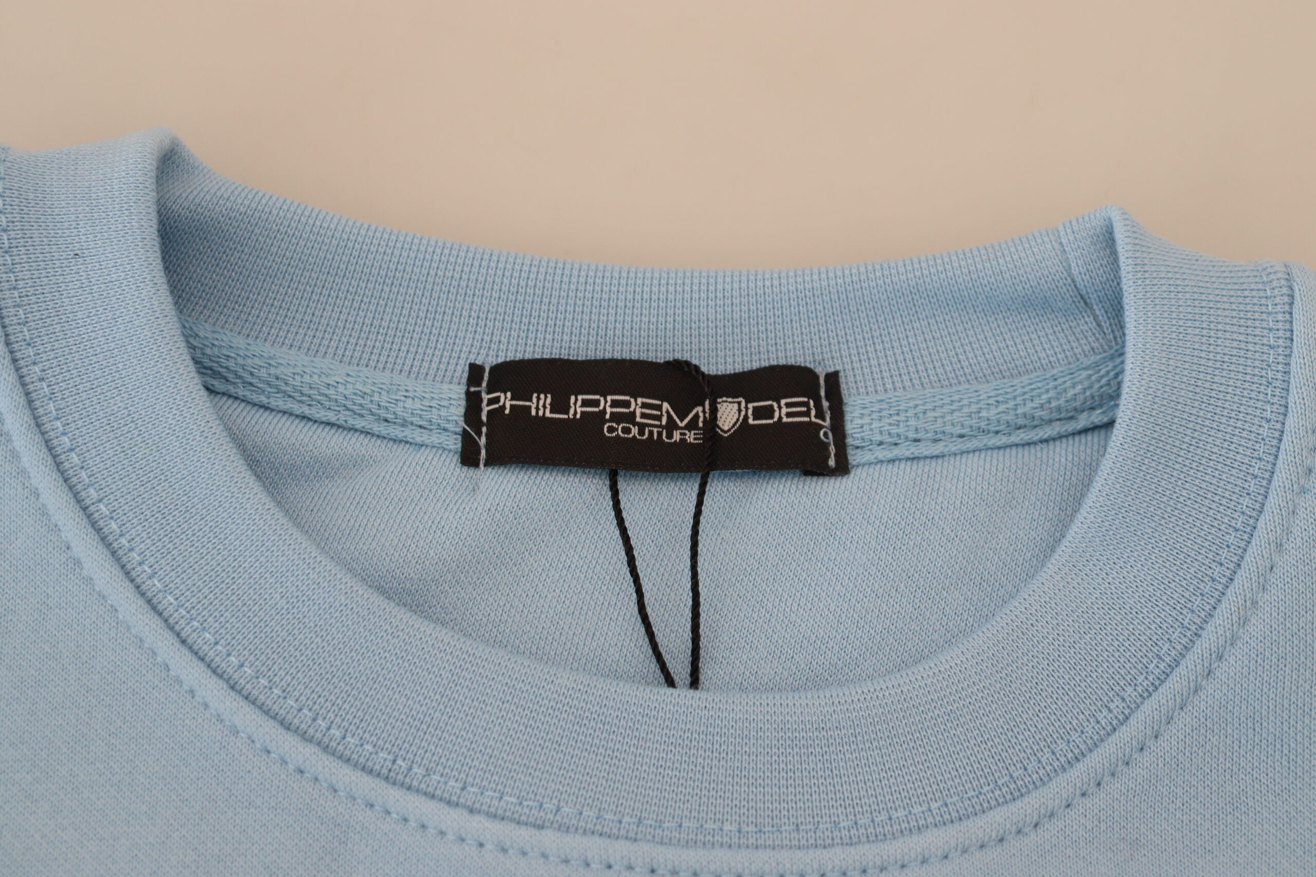 Philippe Model Light Blue Sweater with Logo Print and Long Sleeves