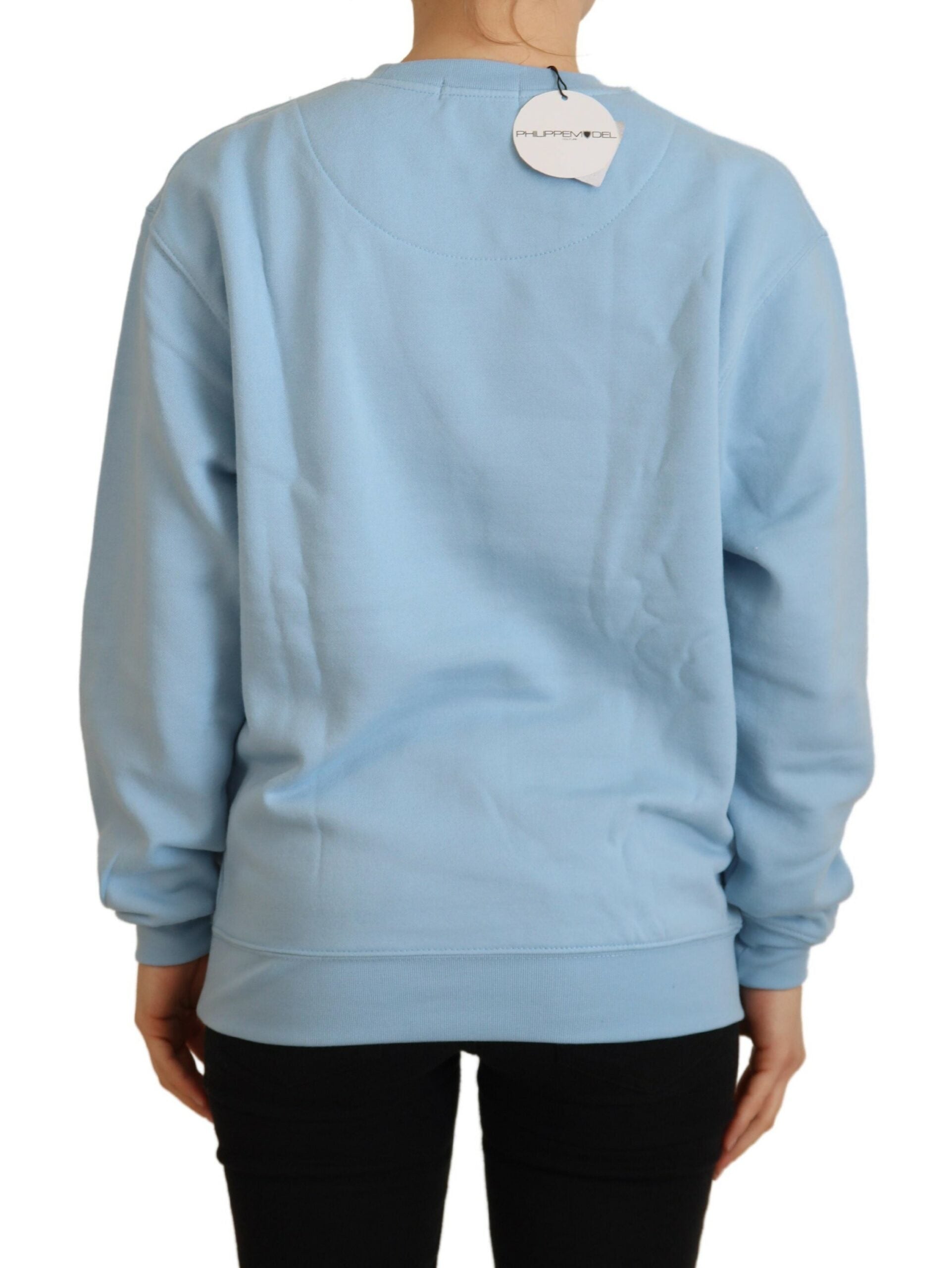 Philippe Model Hellblauer Pullover mit Logodruck und langen Ärmeln