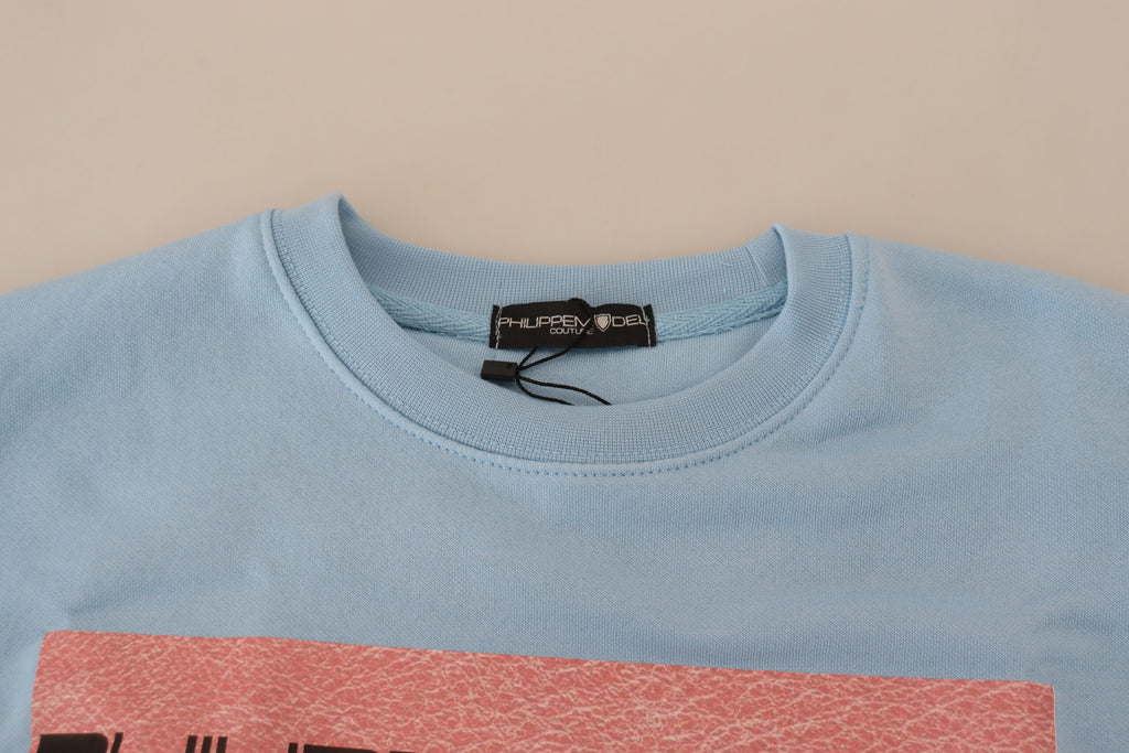 Philippe Model Hellblauer Pullover mit Logodruck und langen Ärmeln