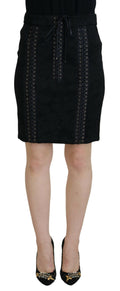 Dolce & Gabbana Black Brocade Mini Over-the-Knee Pencil Skirt