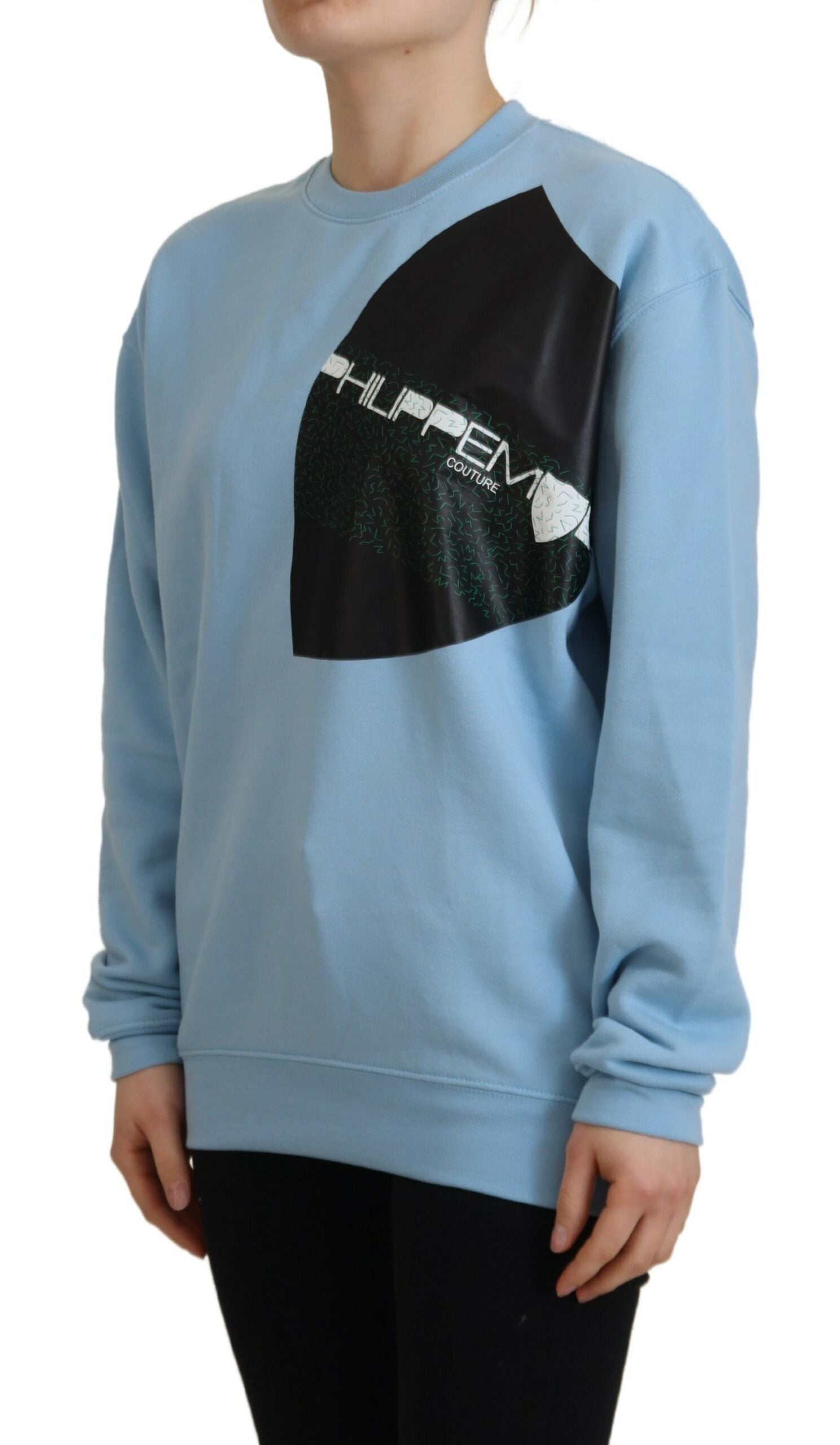 Philippe Model Light Blue Sweater with Logo Print and Long Sleeves