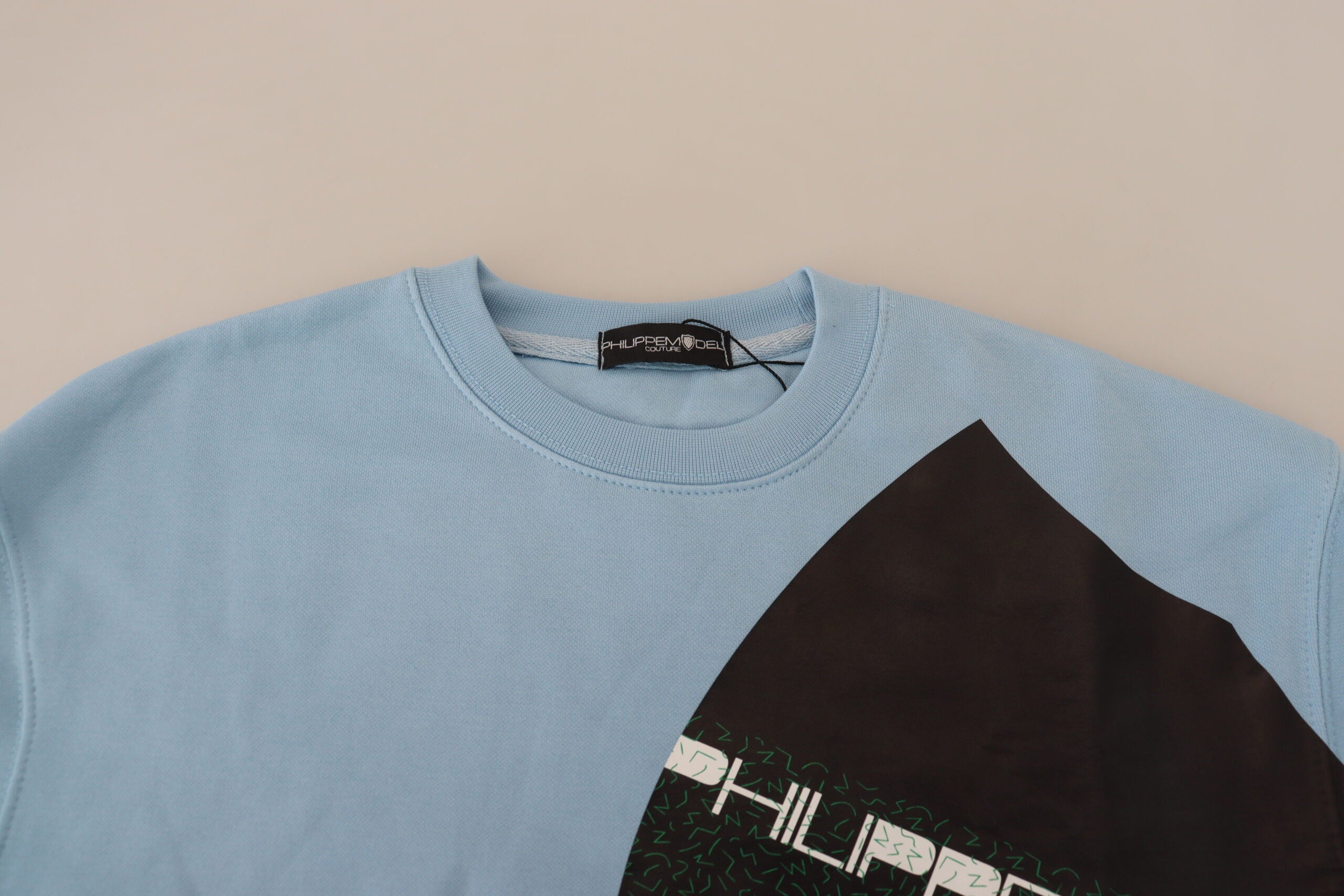 Philippe Model Light Blue Sweater with Logo Print and Long Sleeves