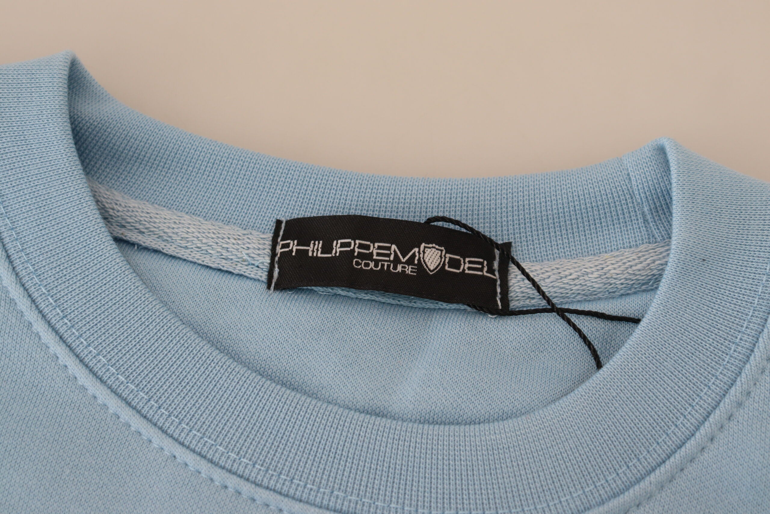 Philippe Model Light Blue Sweater with Logo Print and Long Sleeves