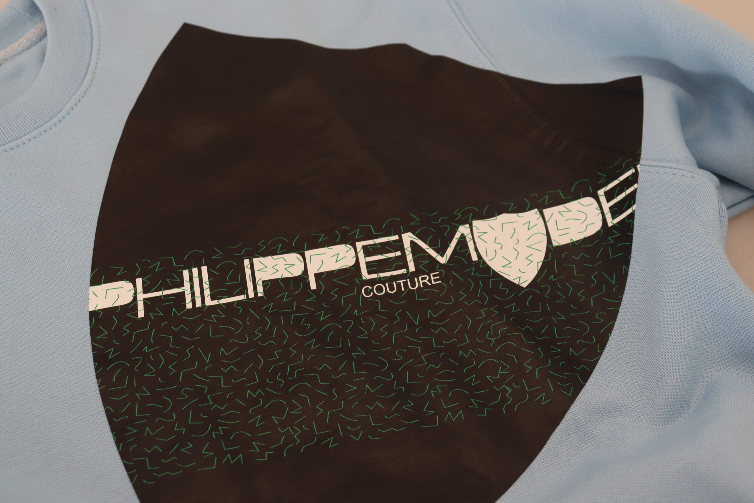Philippe Model Light Blue Sweater with Logo Print and Long Sleeves