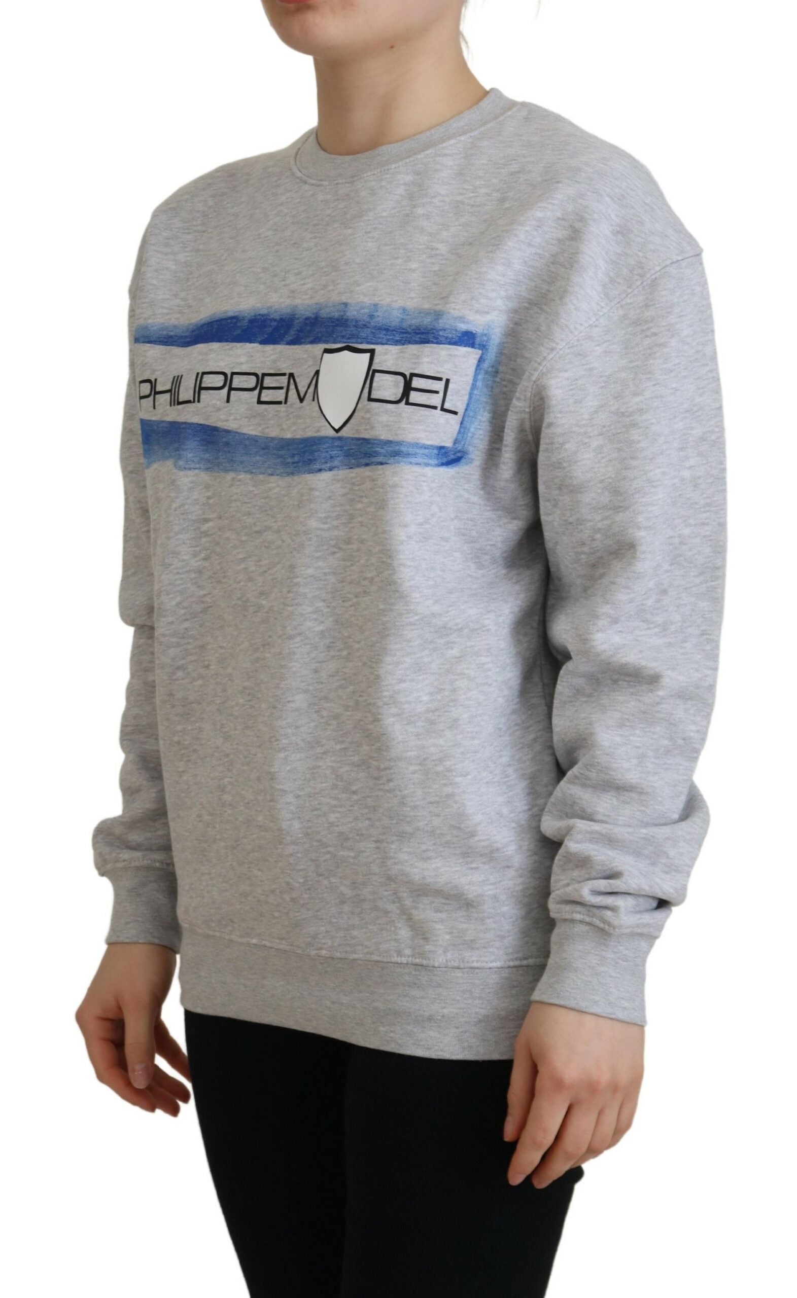 Philippe Model Grauer bedruckter Pullover mit langen Ärmeln Pullover