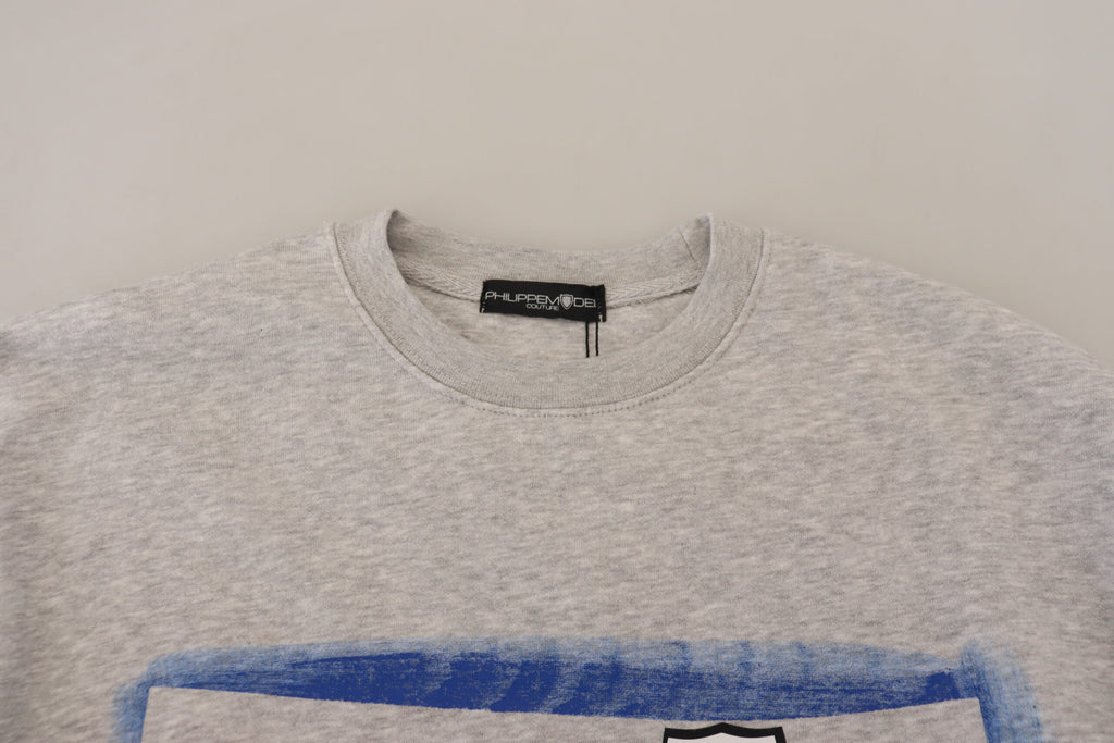 Philippe Model Grauer bedruckter Pullover mit langen Ärmeln Pullover