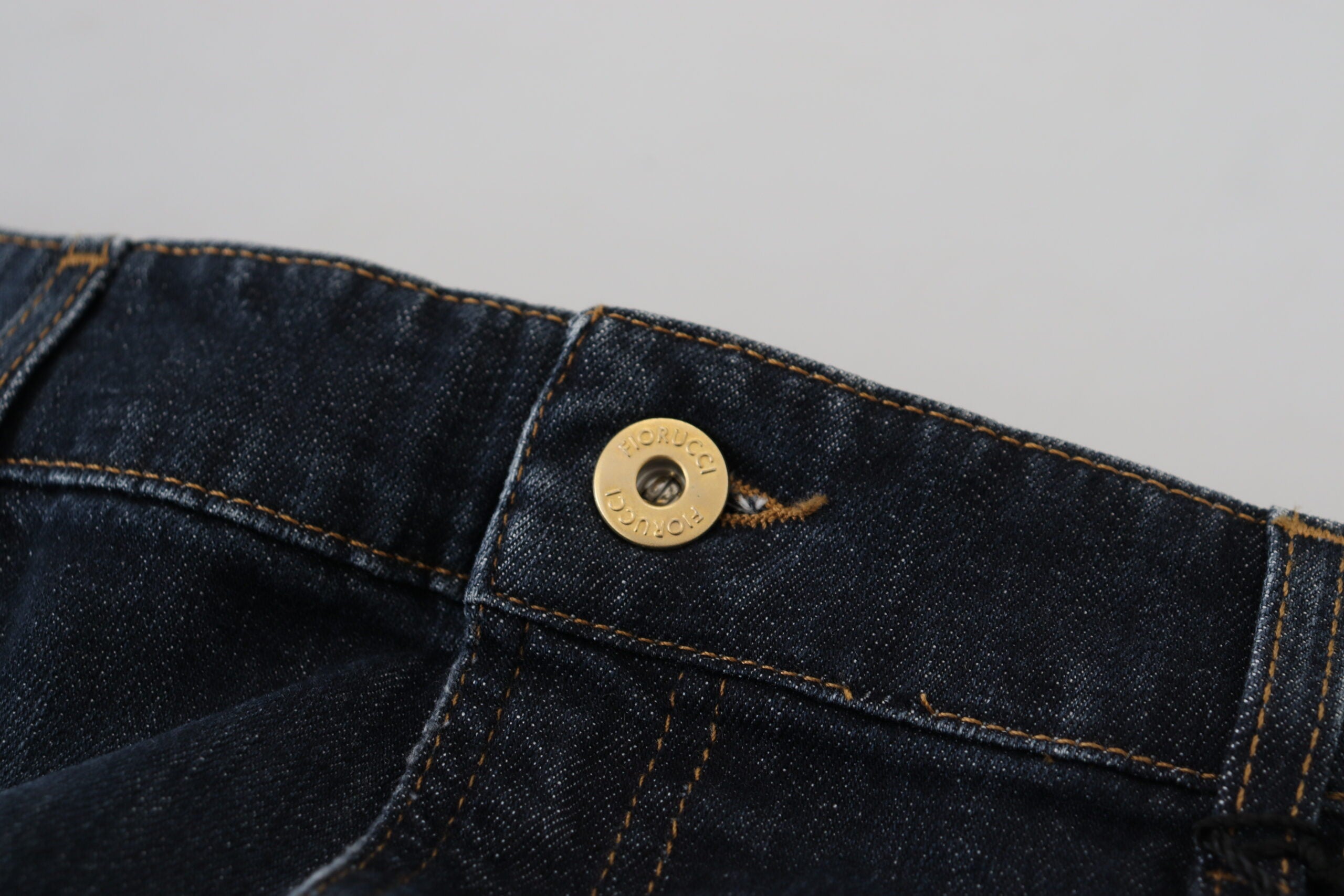 Fiorucci Dark Blue Washed Denim Pencil Skirt with Mid-Rise