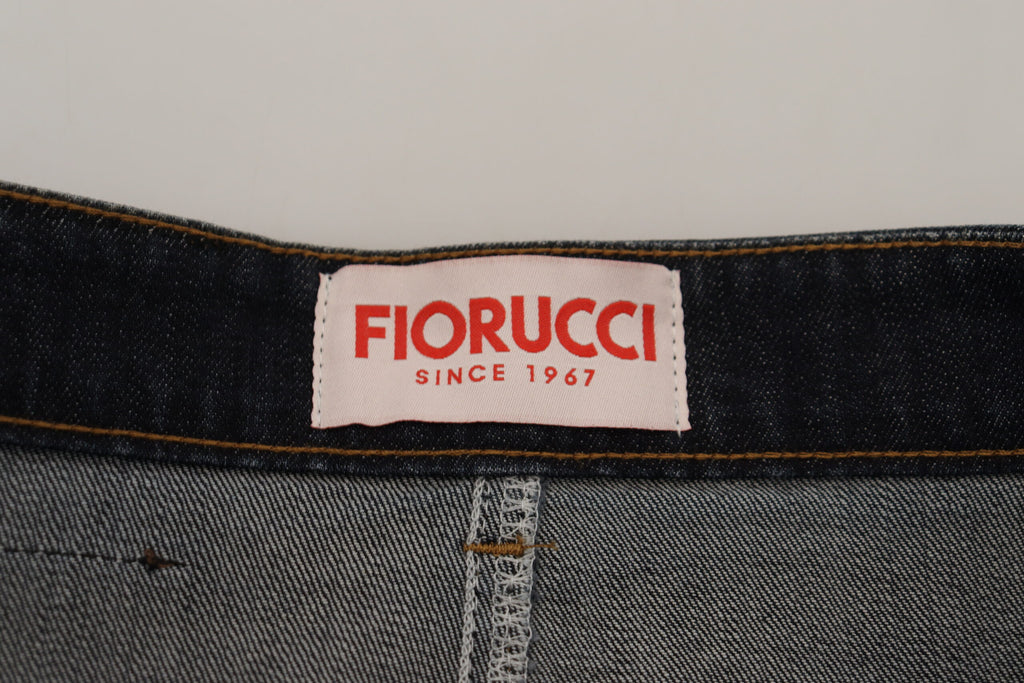 Fiorucci Dark Blue Washed Denim Pencil Skirt with Mid-Rise