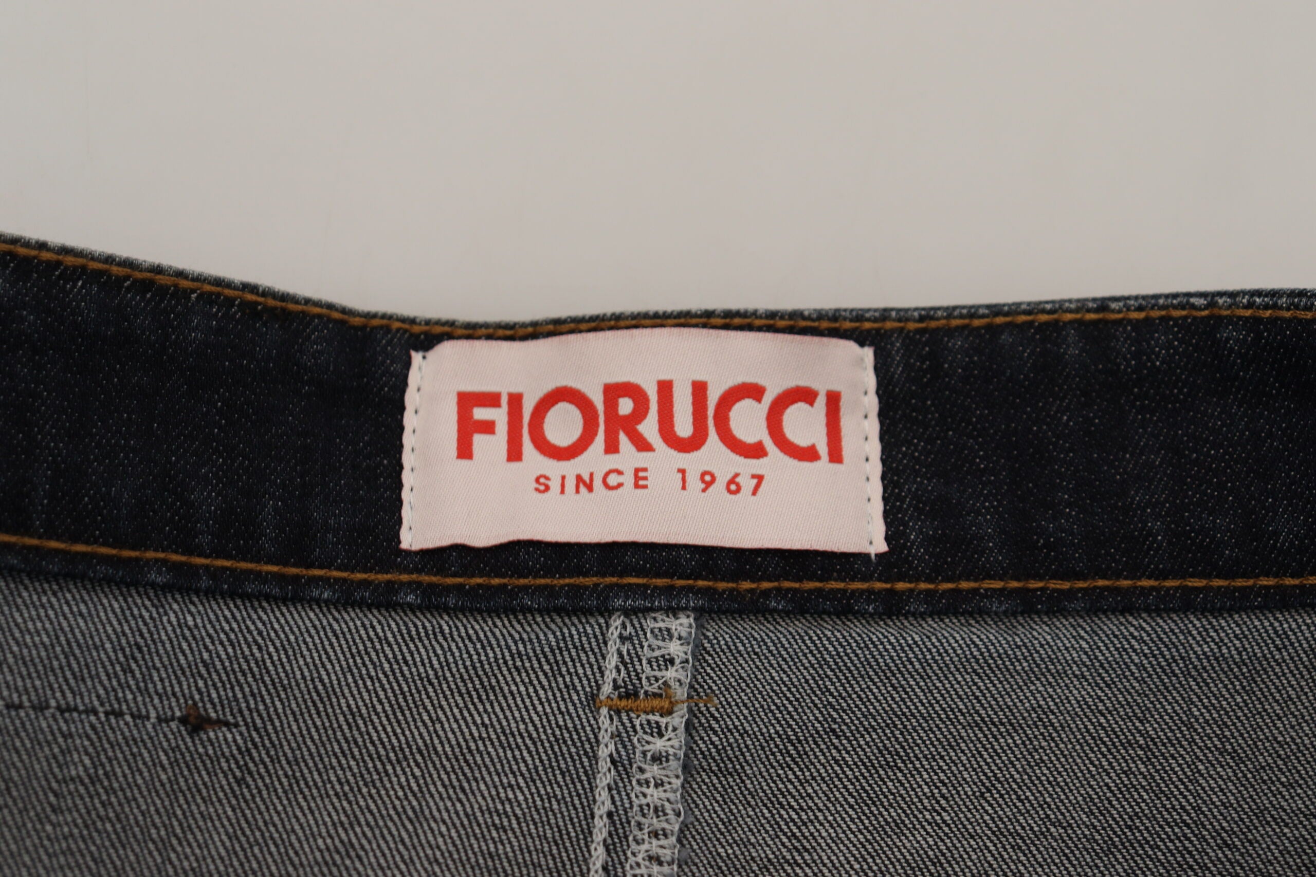 Fiorucci Dark Blue Washed Denim Pencil Skirt with Mid-Rise