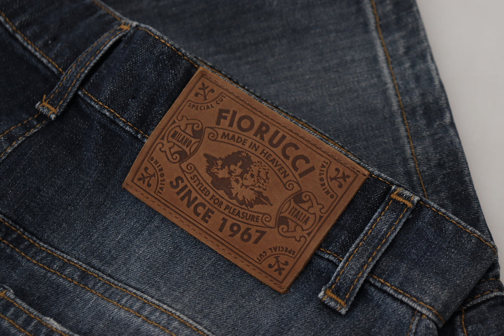 Fiorucci Dark Blue Washed Denim Pencil Skirt with Mid-Rise
