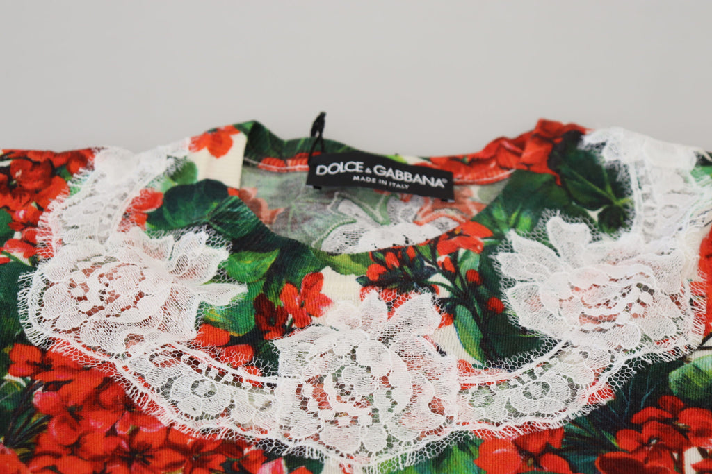 Dolce & Gabbana White Floral Wool Vest Top with Lace