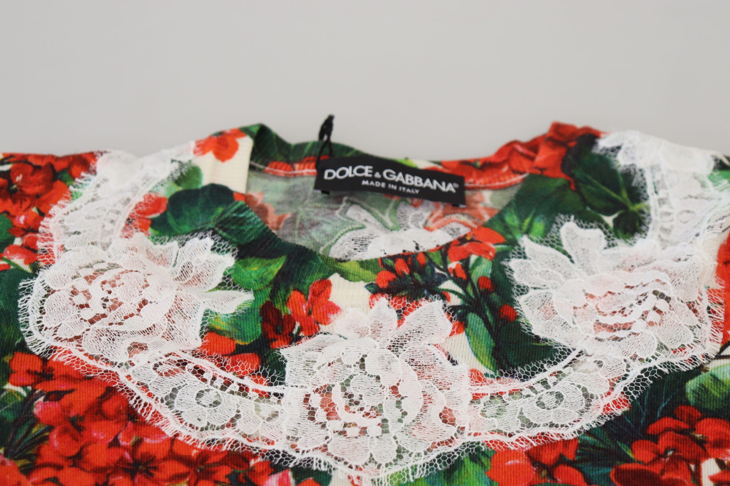 Dolce & Gabbana White Floral Wool Vest Top with Lace