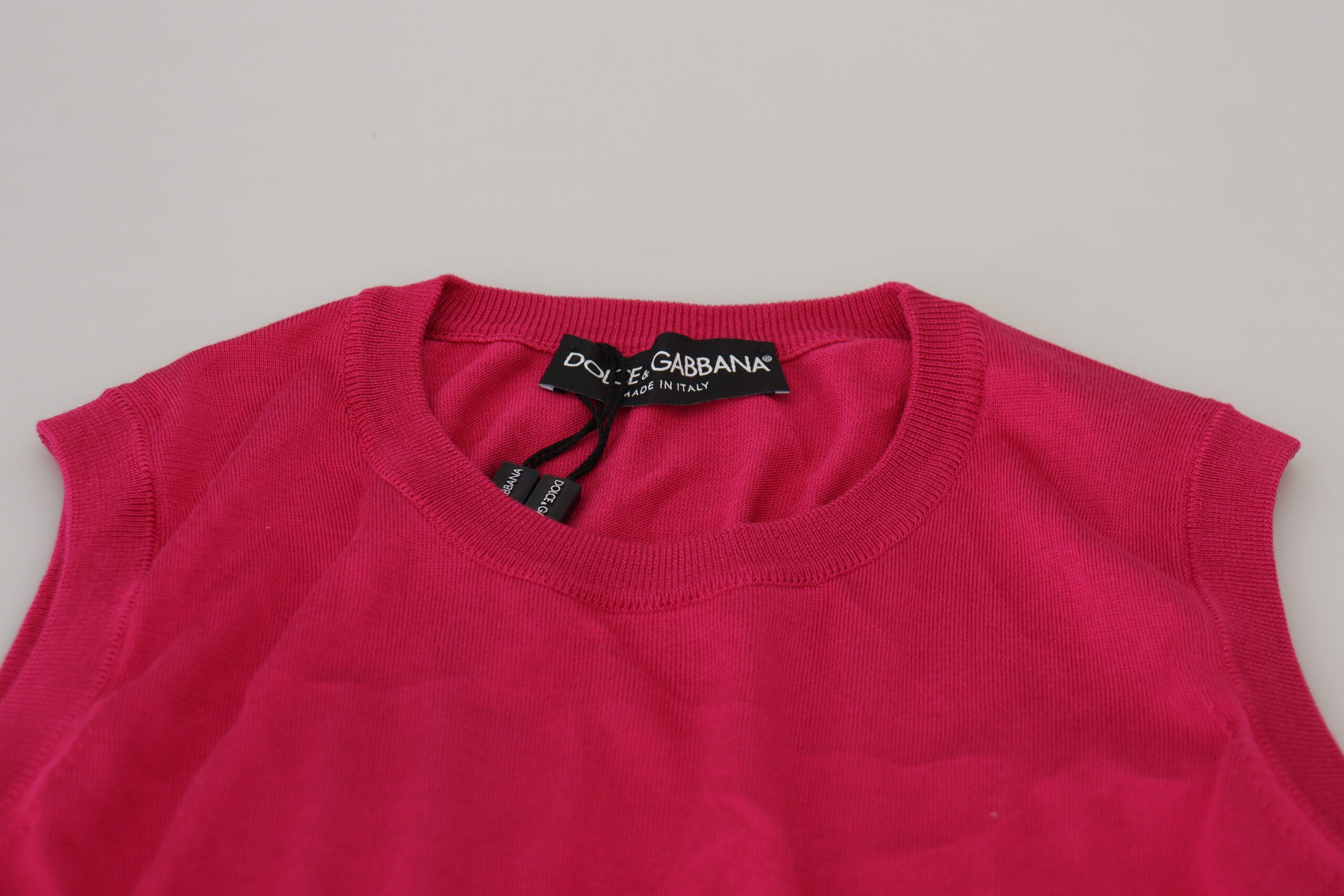 Dolce & Gabbana Pink Silk Vest Pullover Round Neck Tank Top