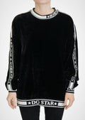 Dolce & Gabbana Schwarzer Pullover mit Rundhalsausschnitt aus Samt