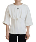 Dolce & Gabbana White Corset Stretch-Cotton T-Shirt