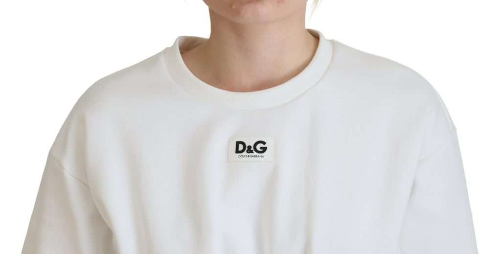 Dolce & Gabbana White Corset Stretch-Cotton T-Shirt