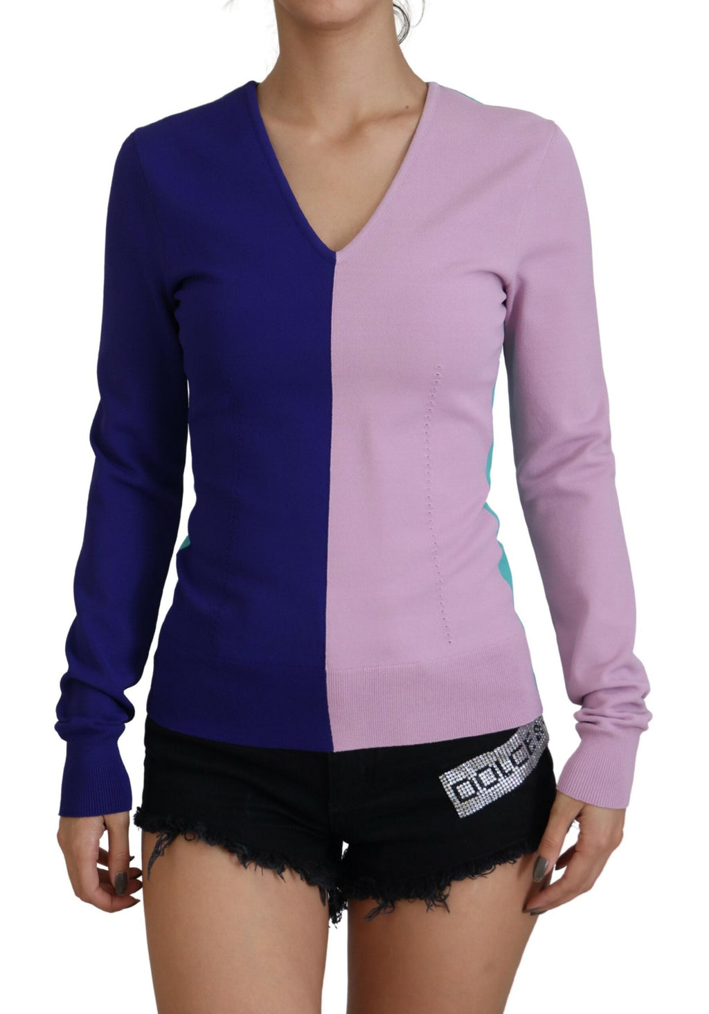 Dolce & Gabbana Multicolor V-Neck Long-Sleeve Viscose Pullover