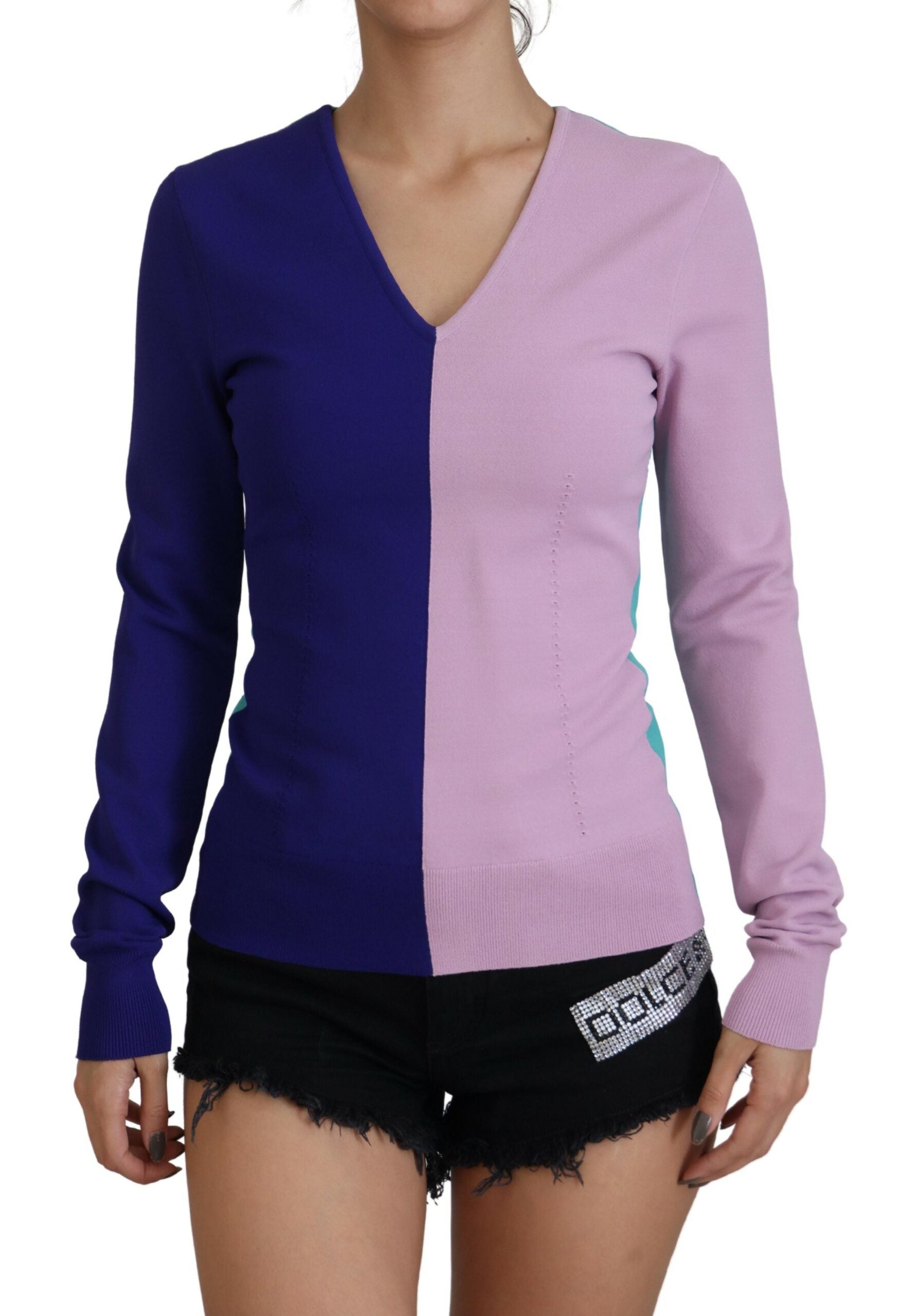 Dolce & Gabbana Multicolor V-Neck Long-Sleeve Viscose Pullover