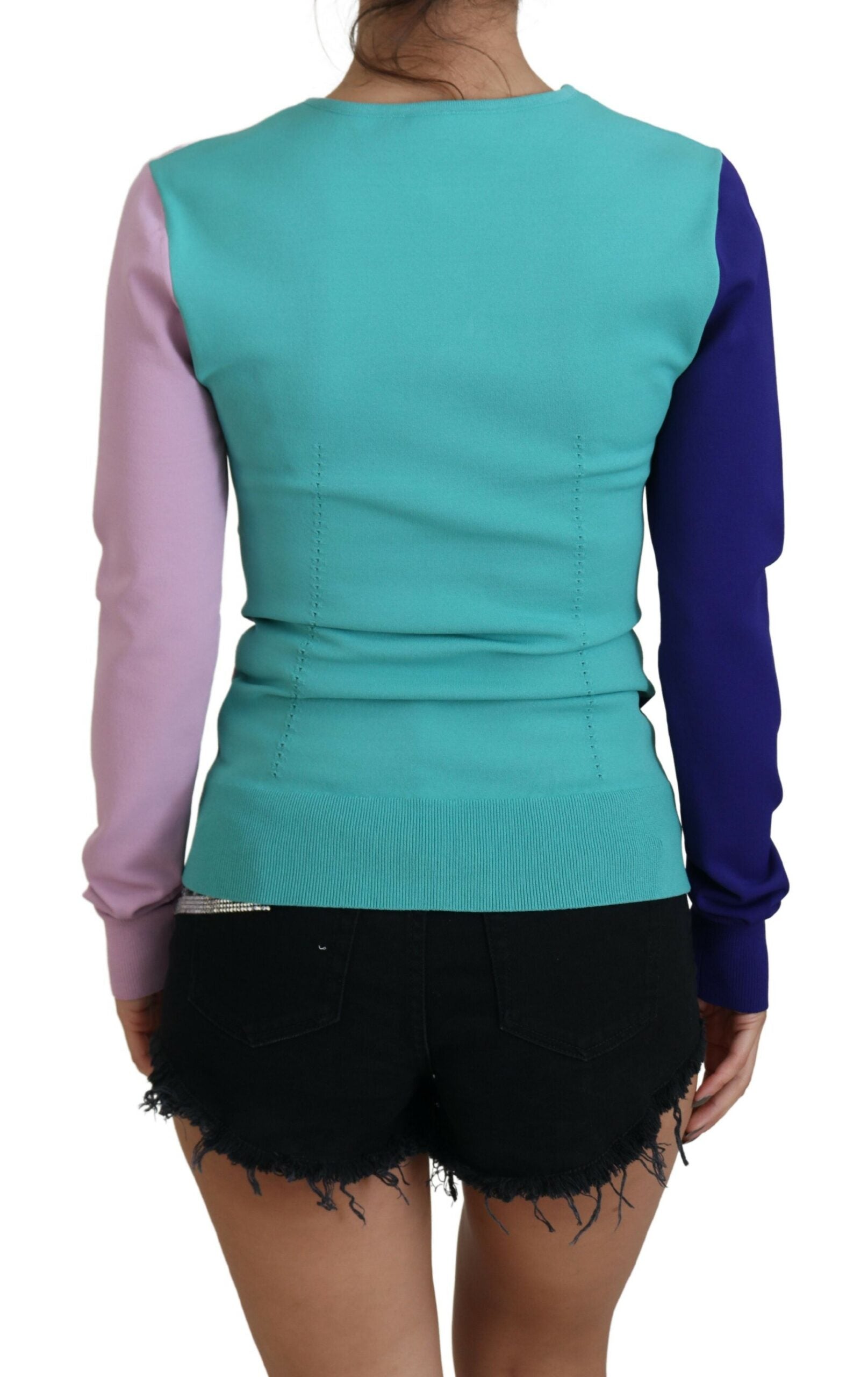 Dolce & Gabbana Multicolor V-Neck Long-Sleeve Viscose Pullover