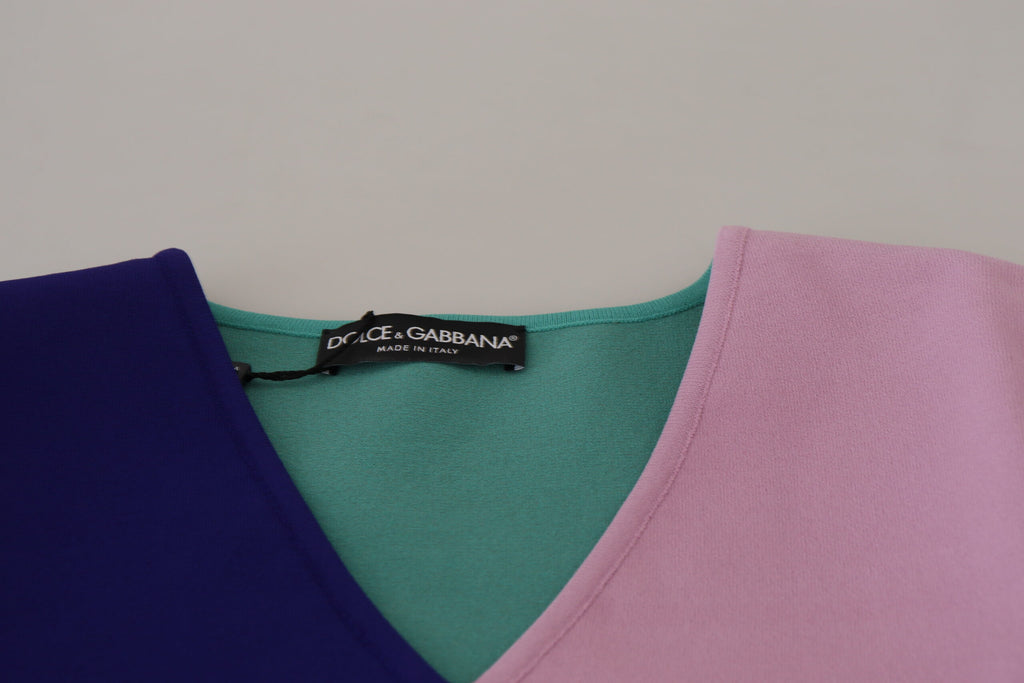 Dolce & Gabbana Multicolor V-Neck Long-Sleeve Viscose Pullover