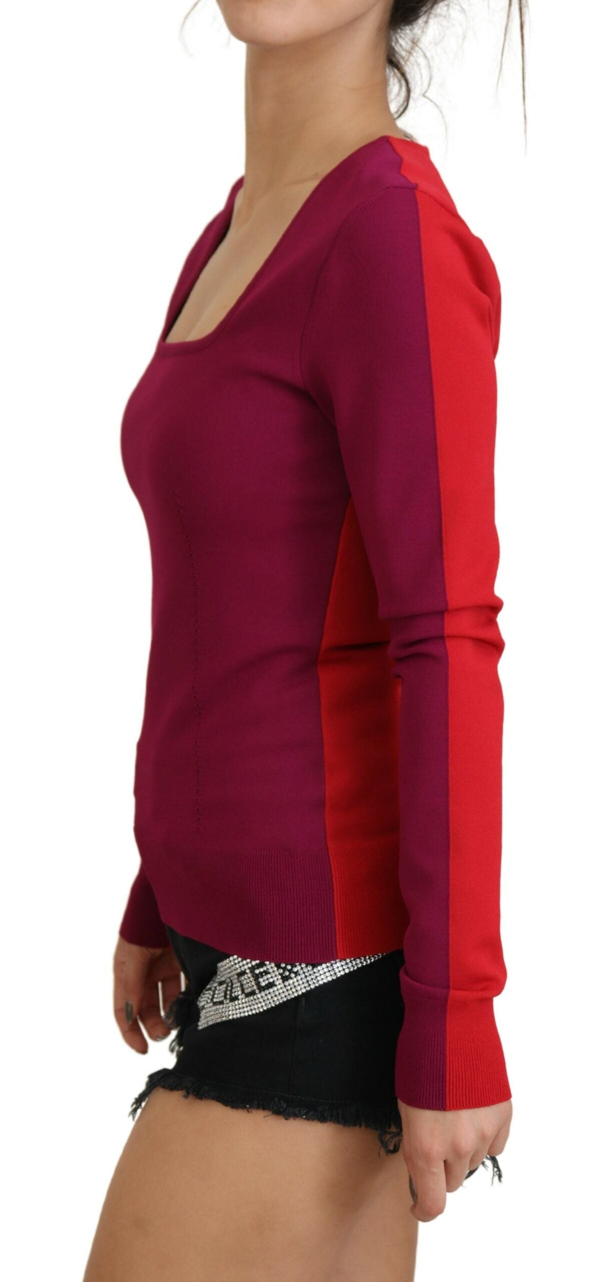 Dolce & Gabbana Multicolor Viskose Pullover mit quadratischem Ausschnitt