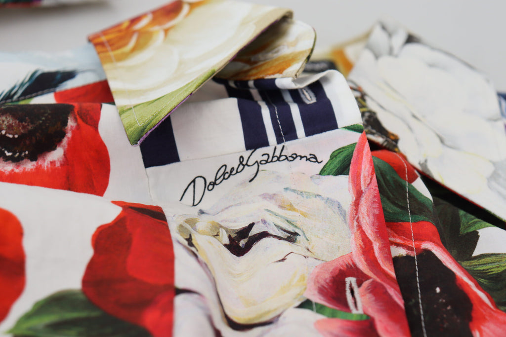 Dolce & Gabbana Multicolor Floral Cotton Blouse with Collar