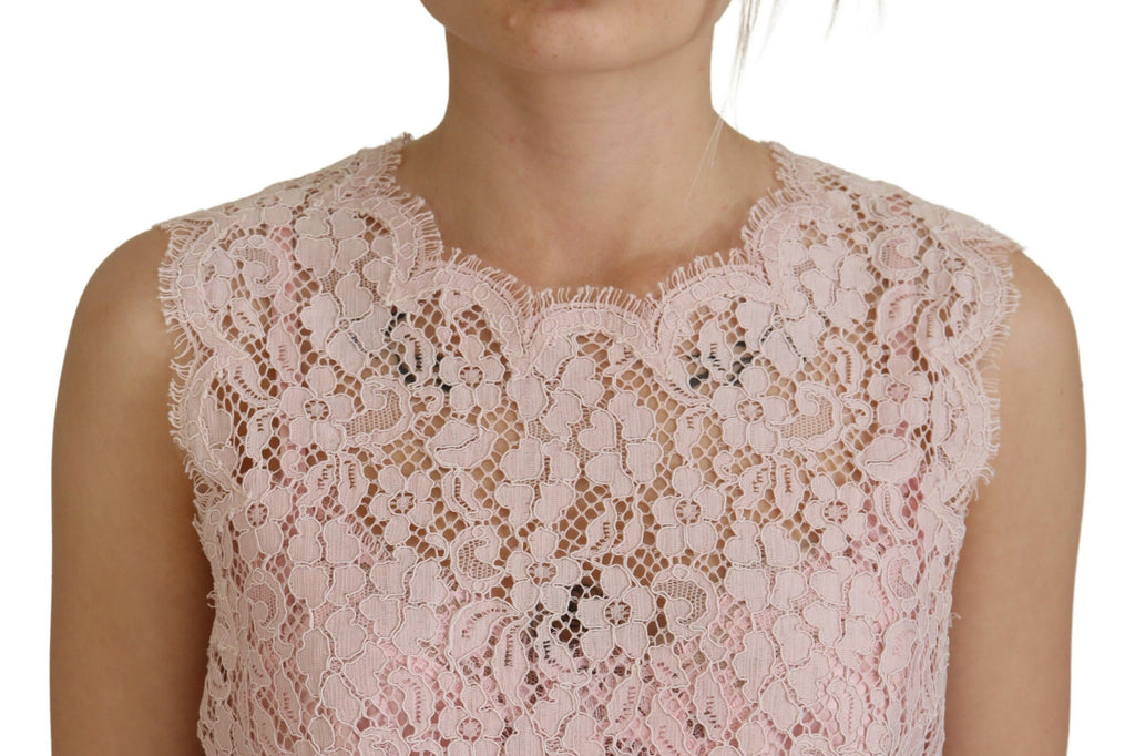 Dolce & Gabbana Pinke florale Spitze ärmelloses Tank-Bluse Top