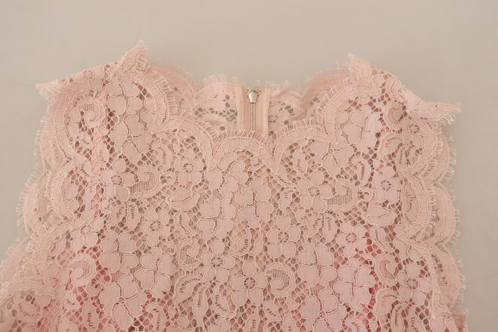 Dolce & Gabbana Pinke florale Spitze ärmelloses Tank-Bluse Top