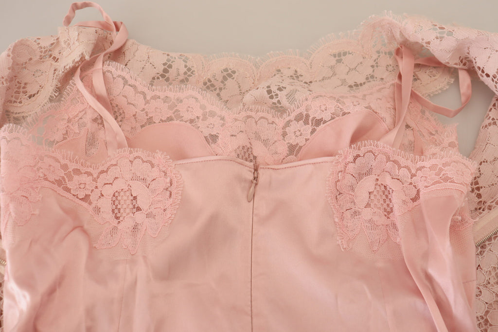 Dolce & Gabbana Pinke florale Spitze ärmelloses Tank-Bluse Top