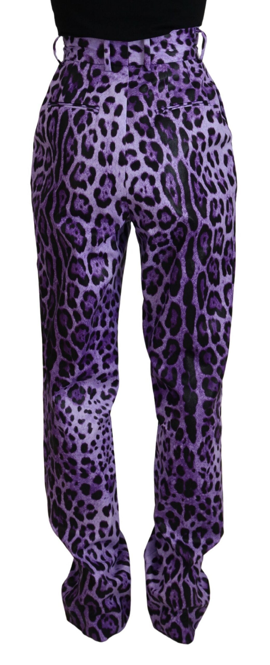 Dolce & Gabbana Purple Leopard Print High-Waisted Trousers