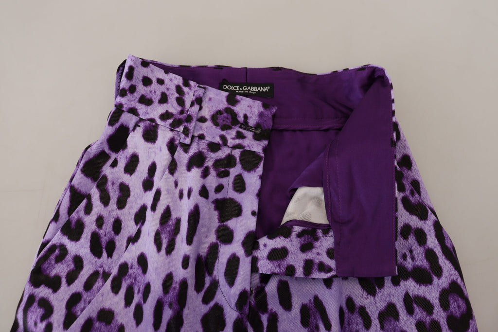 Dolce & Gabbana Purple Leopard Print High-Waisted Trousers