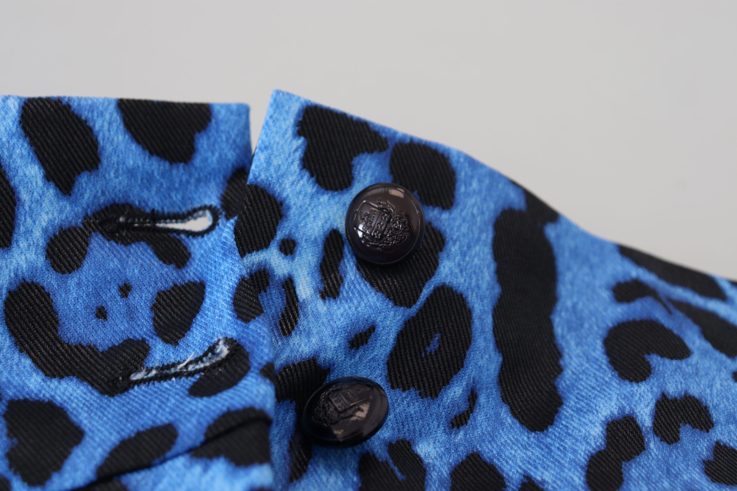Dolce & Gabbana Blaue Hose mit Leopardenmuster und hoher Taille