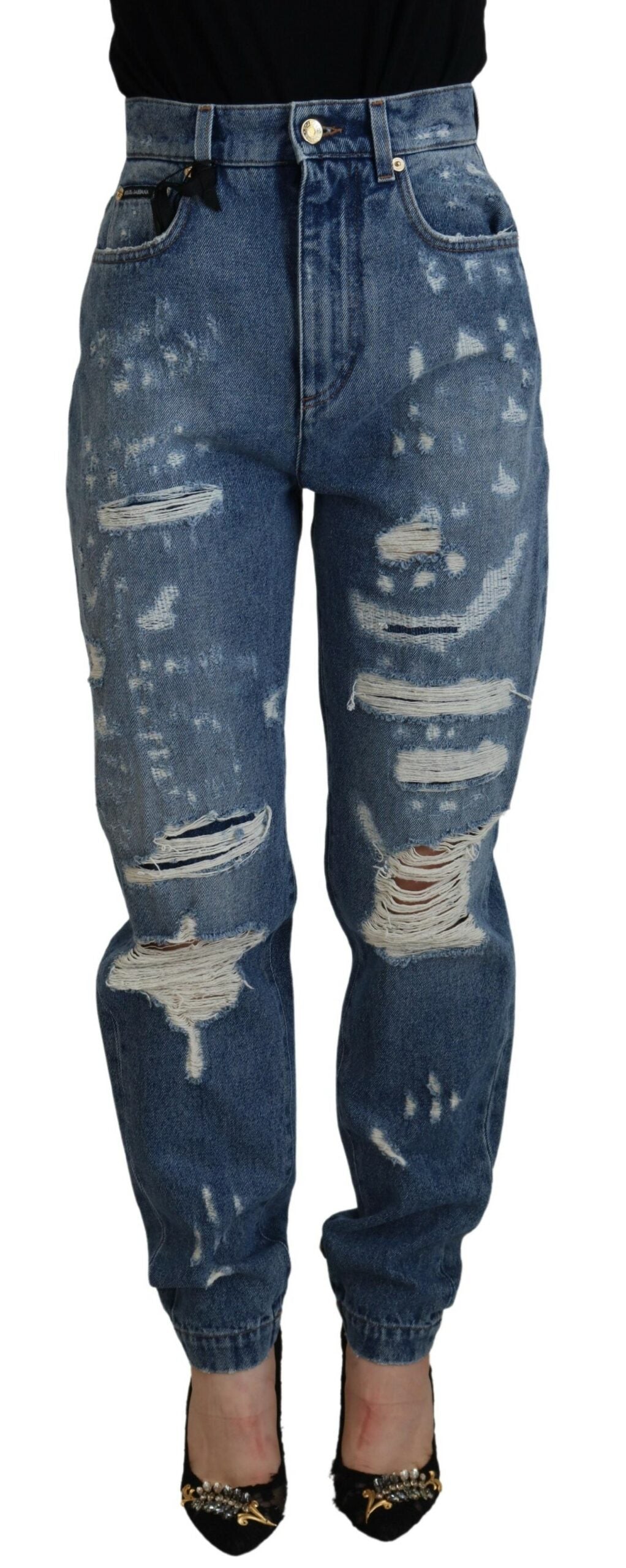 Dolce & Gabbana Blue Distressed Skinny Cotton Denim Jeans