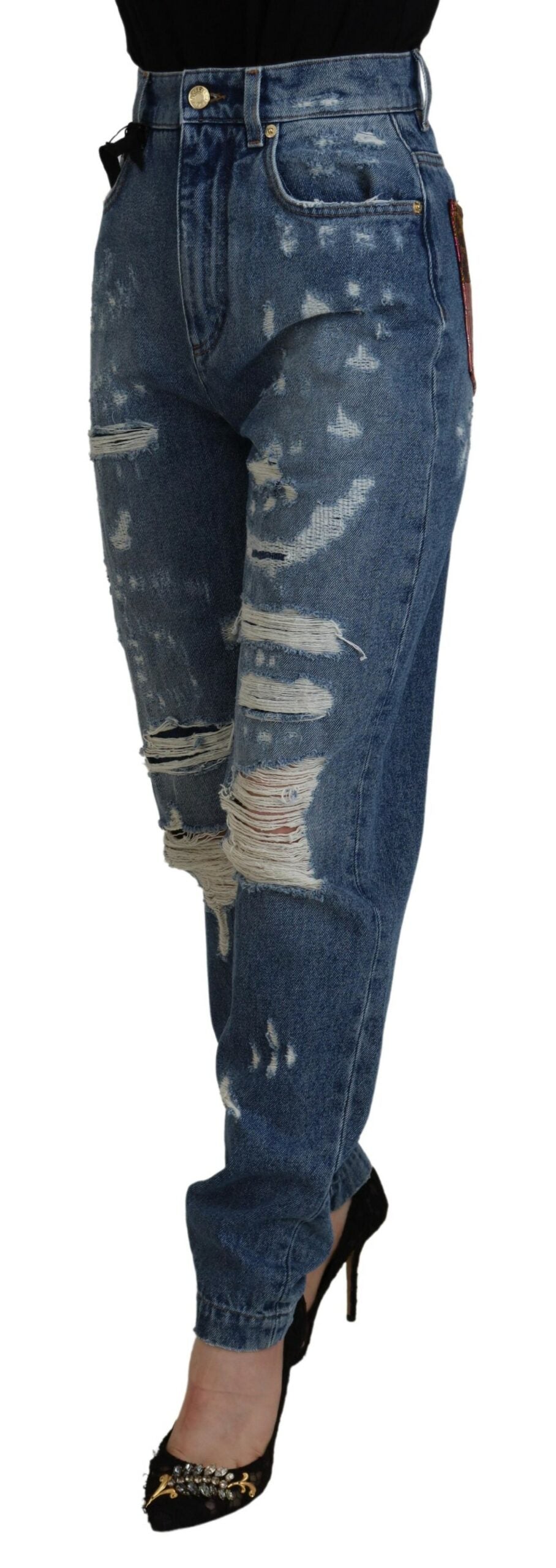 Dolce & Gabbana Blue Distressed Skinny Cotton Denim Jeans